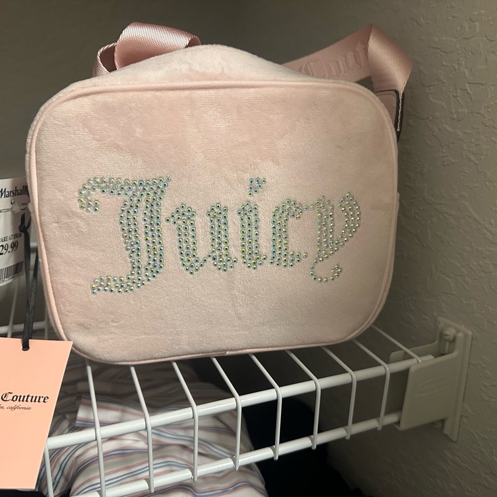 Juicy Couture Light Pink Crossbody Bag with Rhinestone Logo